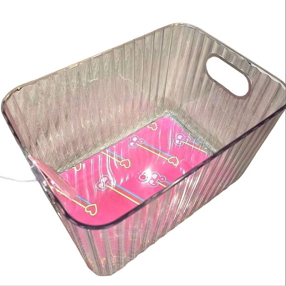 Barbie Logo Heart Ribbed Transparent Storage Bin w/Handles - Picture 3 of 13